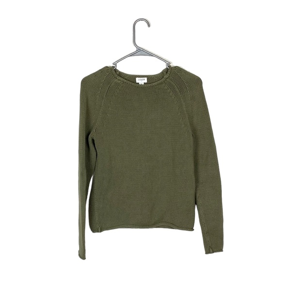J crew green roll neck sweater size small cotton - Picture 1 of 6
